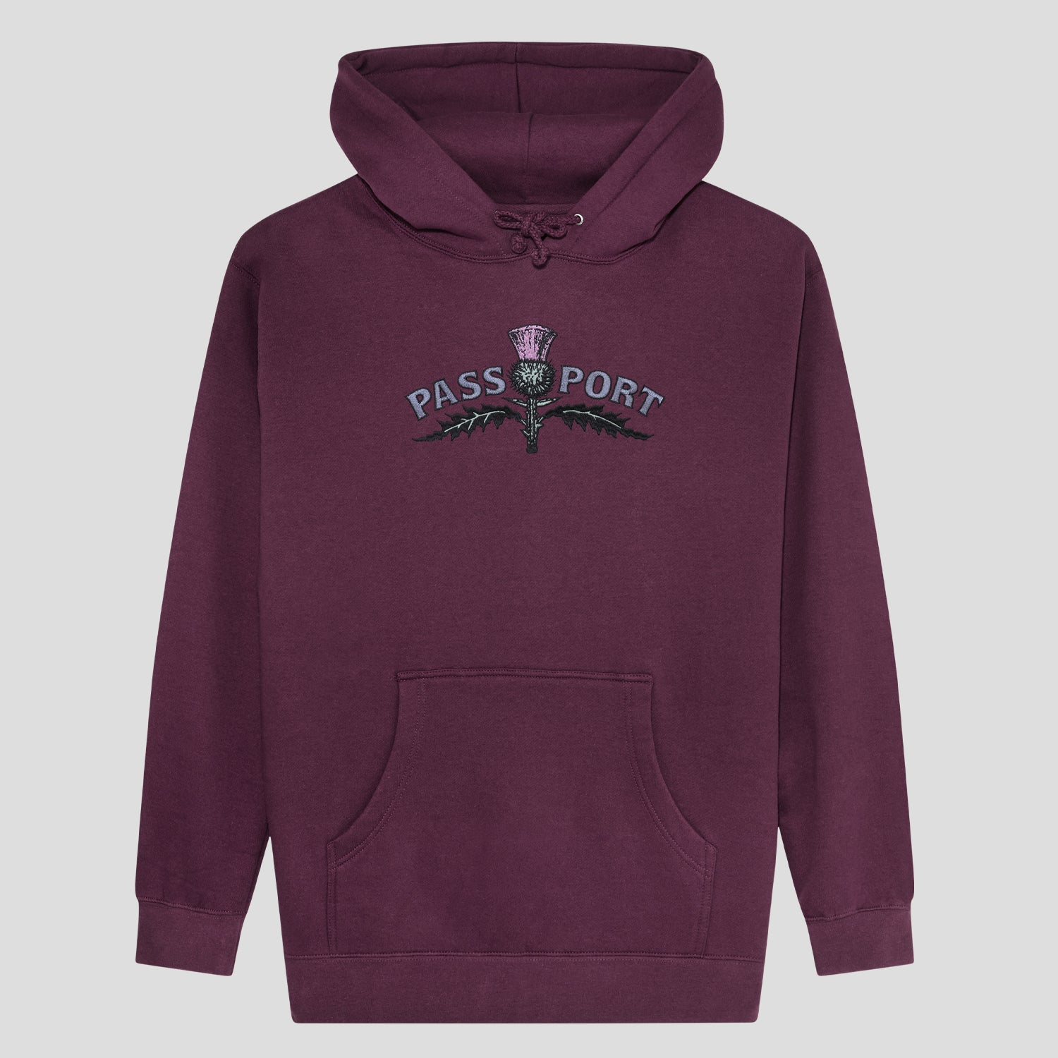 Thistle Embroidery Hoodie (Berry)