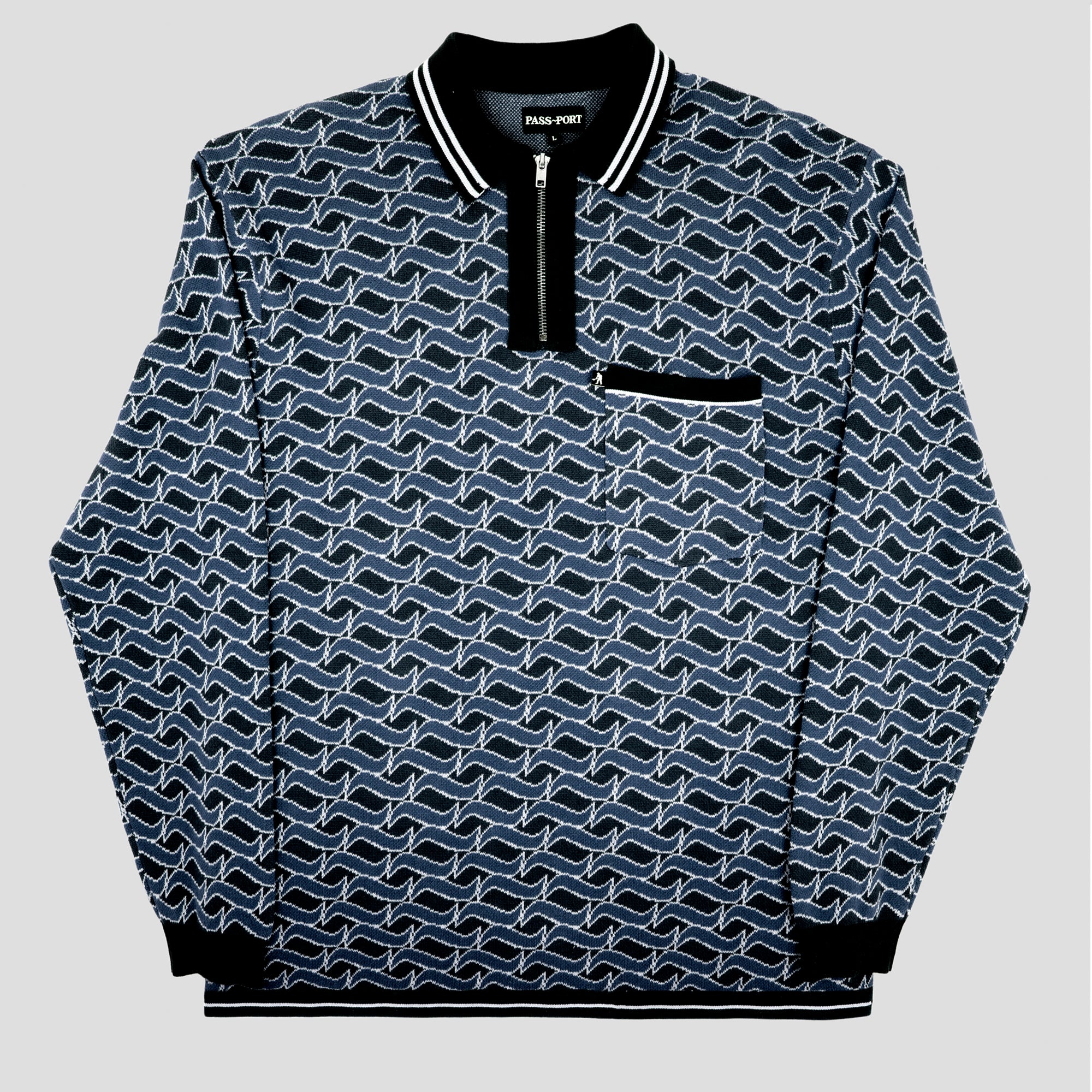 Stacked Tilde Polo L/S Knit (Navy)