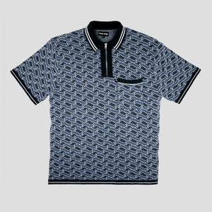 Stacked Tilde Polo S/S Knit (Navy)